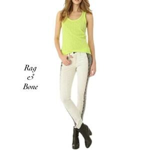 Rag & Bone Alabaster White Lace Embroidered Split Skinny Jeans NWT Size 26